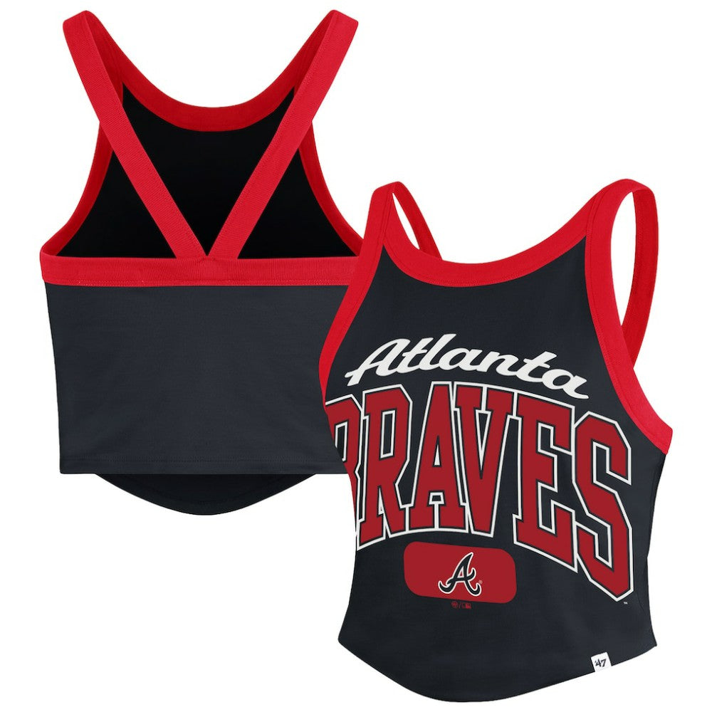 Atlanta Braves Women's Trendy Team Rally Sporty Cropped Racerback Tank Top Black