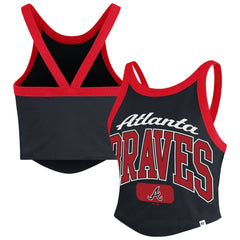 Atlanta Braves Women's Trendy Team Rally Sporty Cropped Racerback Tank Top Black