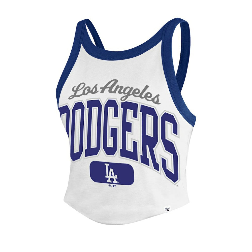 Los Angeles Dodgers Women's Trendy Team Rally Sporty Cropped Racerback Tank Top White