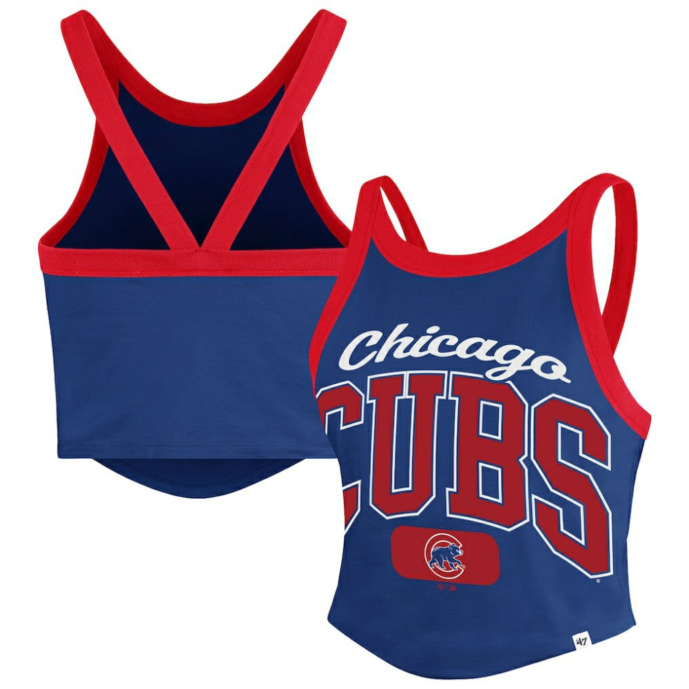 Chicago Cubs Women's Trendy Team Rally Sporty Cropped Racerback Tank Top Royal