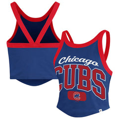 Chicago Cubs Women's Trendy Team Rally Sporty Cropped Racerback Tank Top Royal