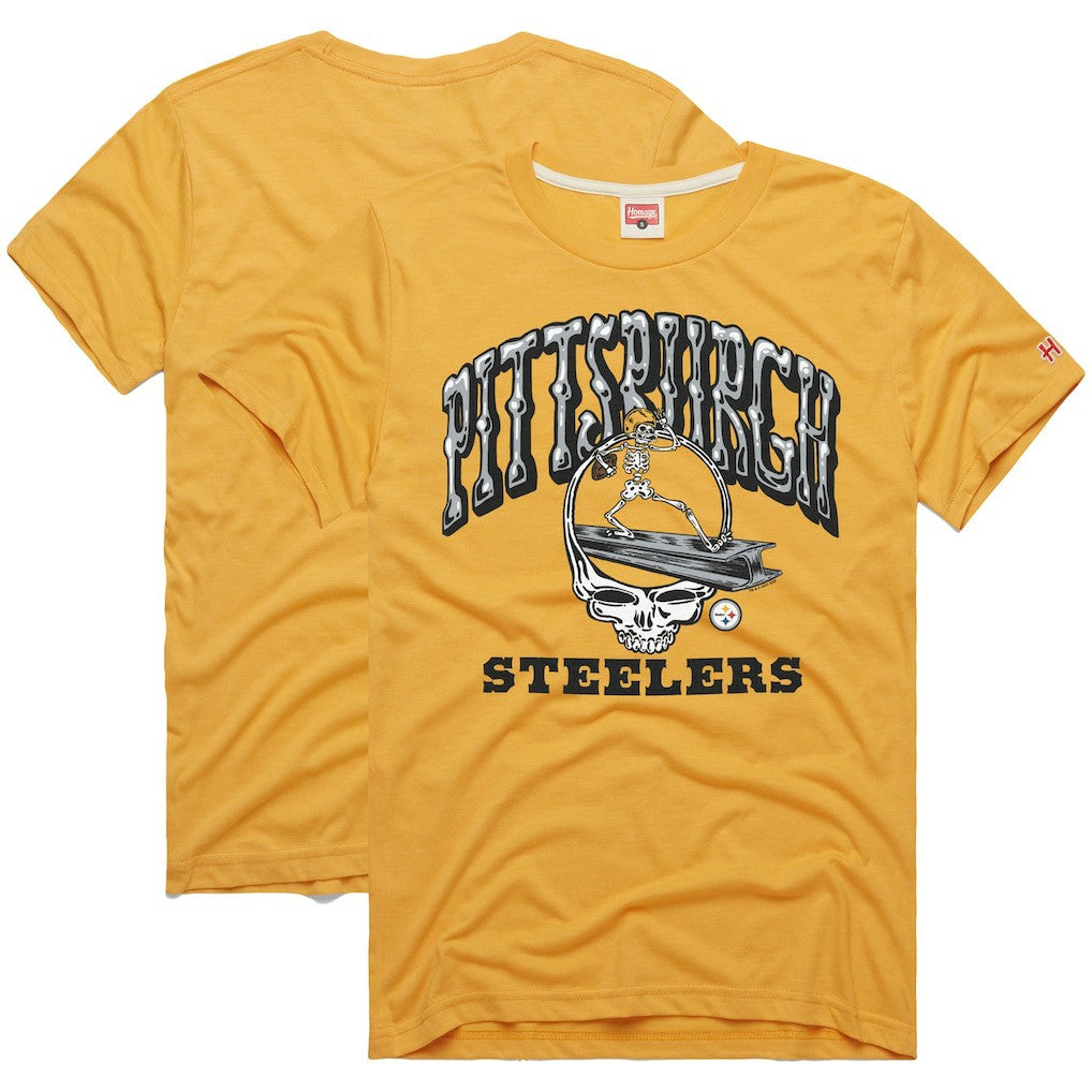 Pittsburgh Steelers Homage NFL x Grateful Dead Tri-Blend T-Shirt - Gold cheap