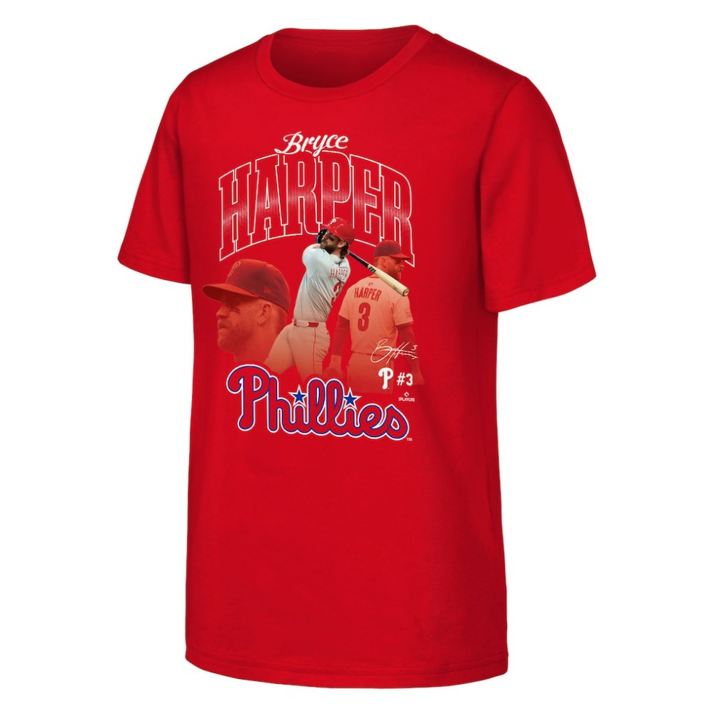 Bryce Harper Philadelphia Phillies Outerstuff Youth Triple Player Graphic T-Shirt Red