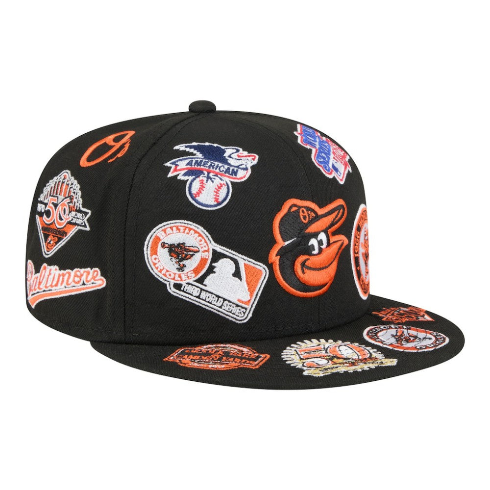 Baltimore Orioles All Over 59FIFTY Fitted Hat Black