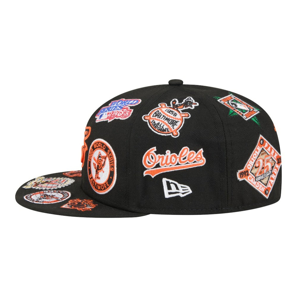 Baltimore Orioles All Over 59FIFTY Fitted Hat Black