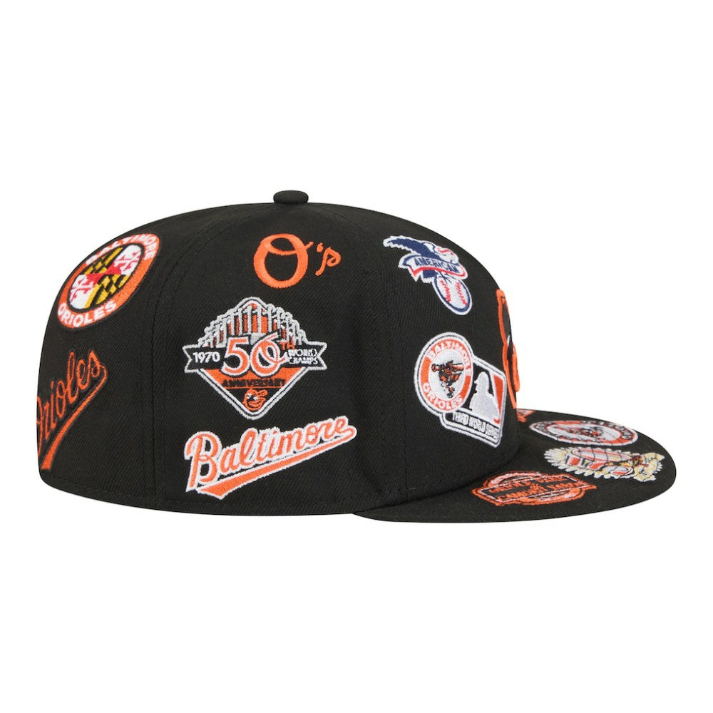 Baltimore Orioles All Over 59FIFTY Fitted Hat Black
