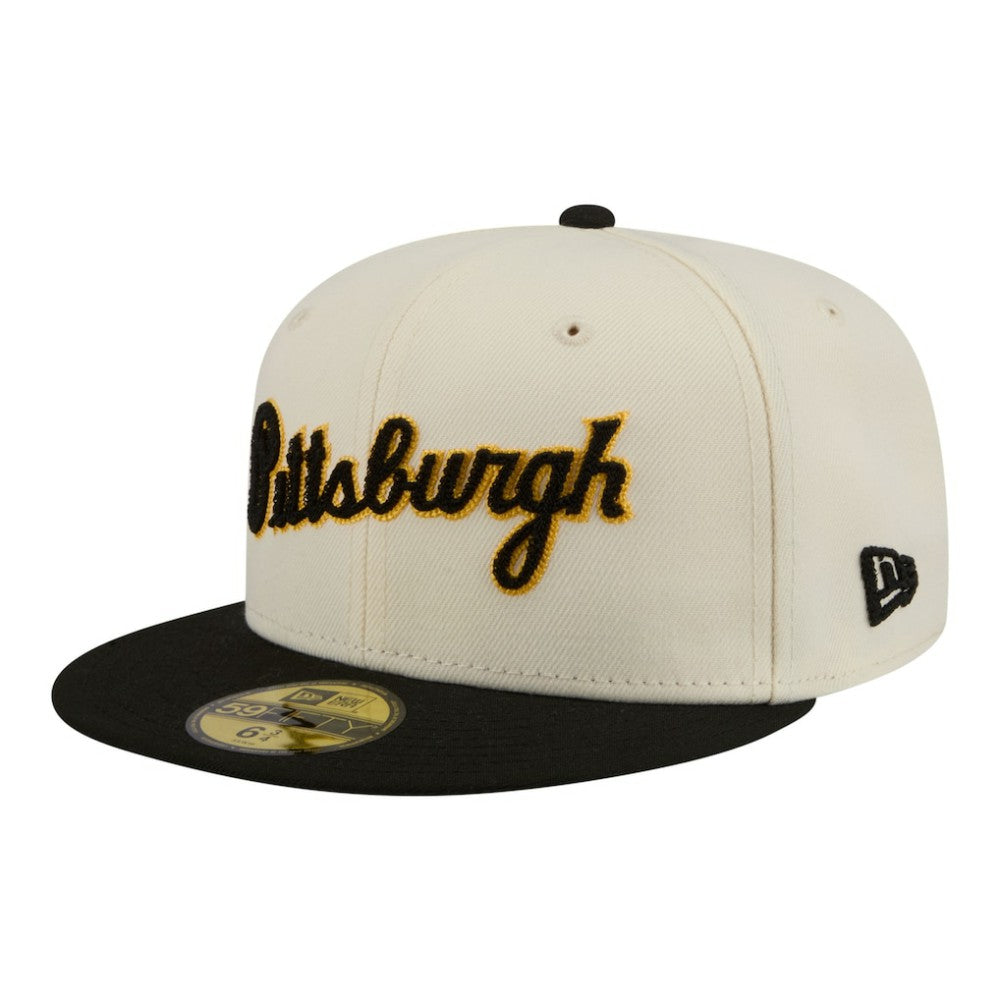 Pittsburgh Pirates Two-Tone Stitch 59FIFTY Fitted Hat Cream