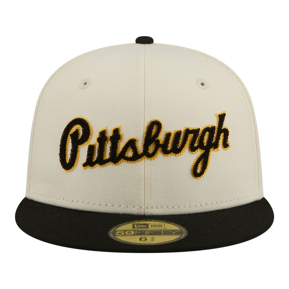 Pittsburgh Pirates Two-Tone Stitch 59FIFTY Fitted Hat Cream