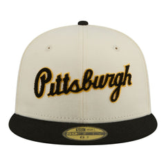 Pittsburgh Pirates Two-Tone Stitch 59FIFTY Fitted Hat Cream