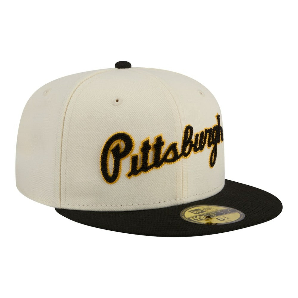Pittsburgh Pirates Two-Tone Stitch 59FIFTY Fitted Hat Cream