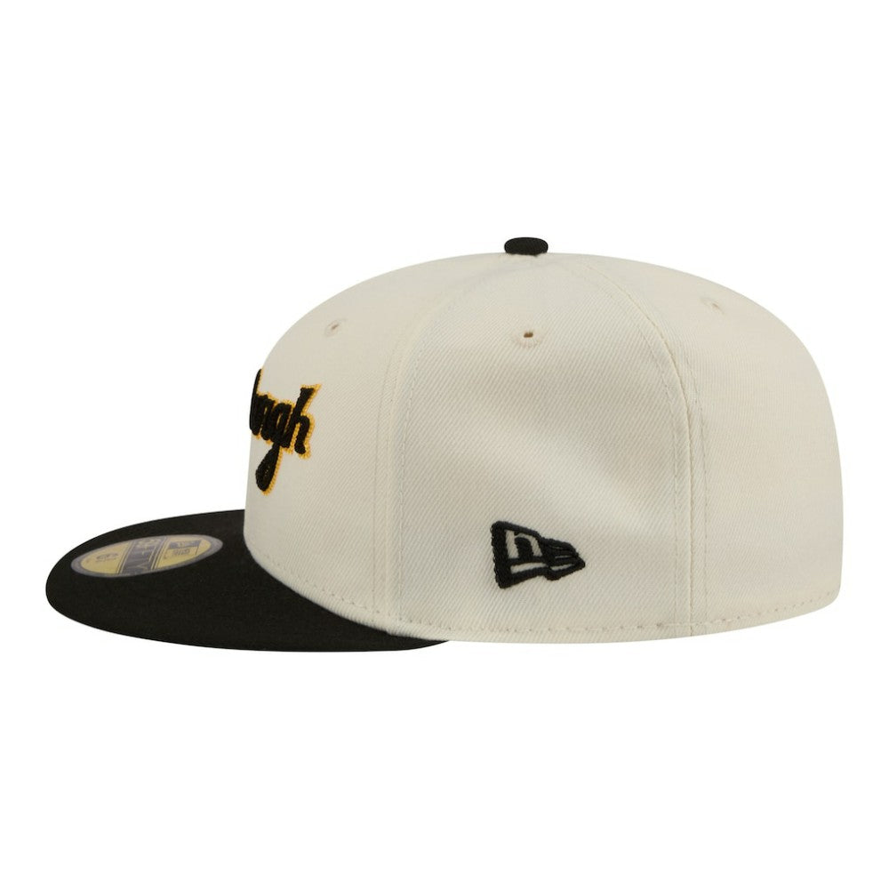 Pittsburgh Pirates Two-Tone Stitch 59FIFTY Fitted Hat Cream