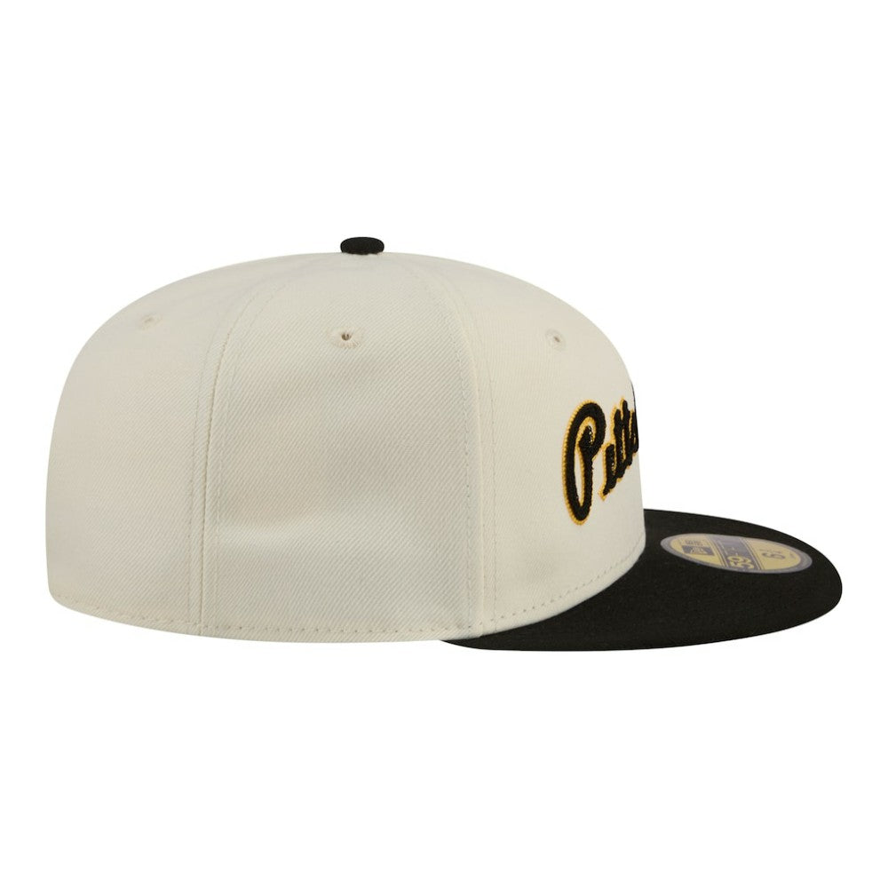 Pittsburgh Pirates Two-Tone Stitch 59FIFTY Fitted Hat Cream