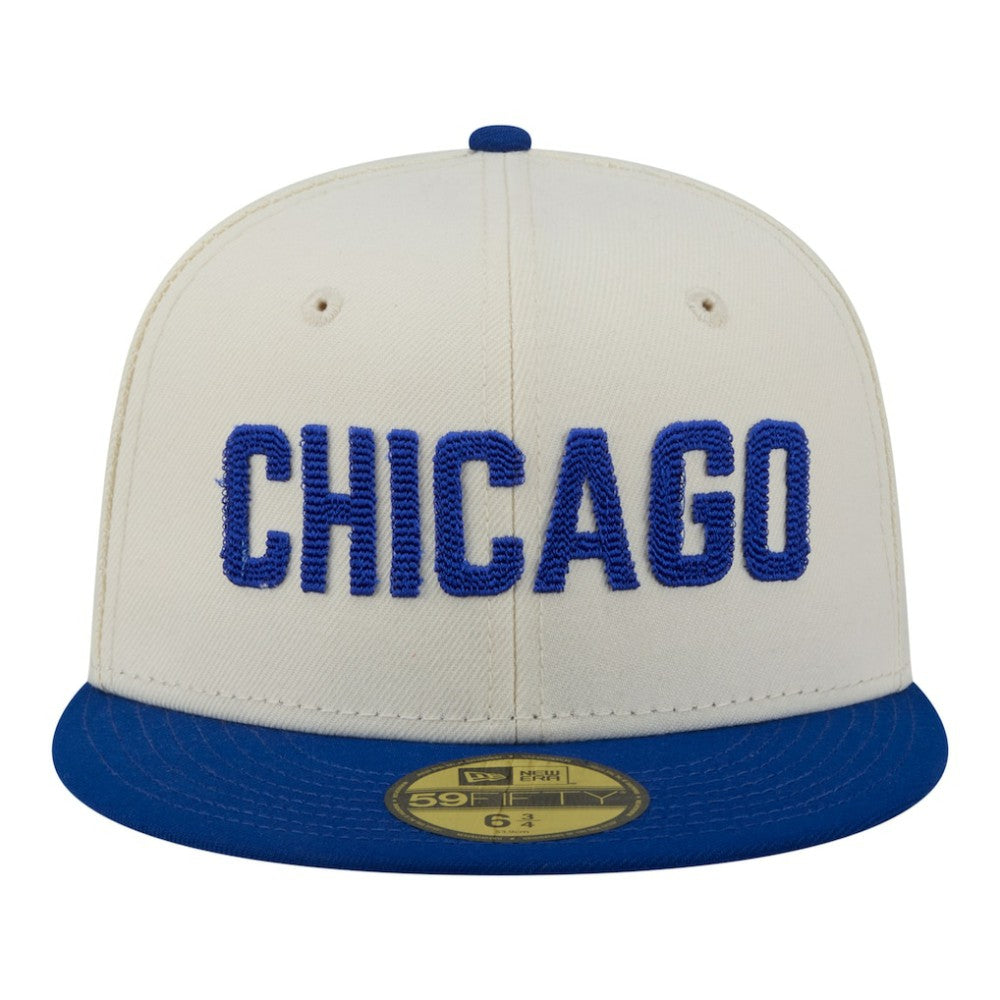 Chicago Cubs Two-Tone Stitch 59FIFTY Fitted Hat Cream