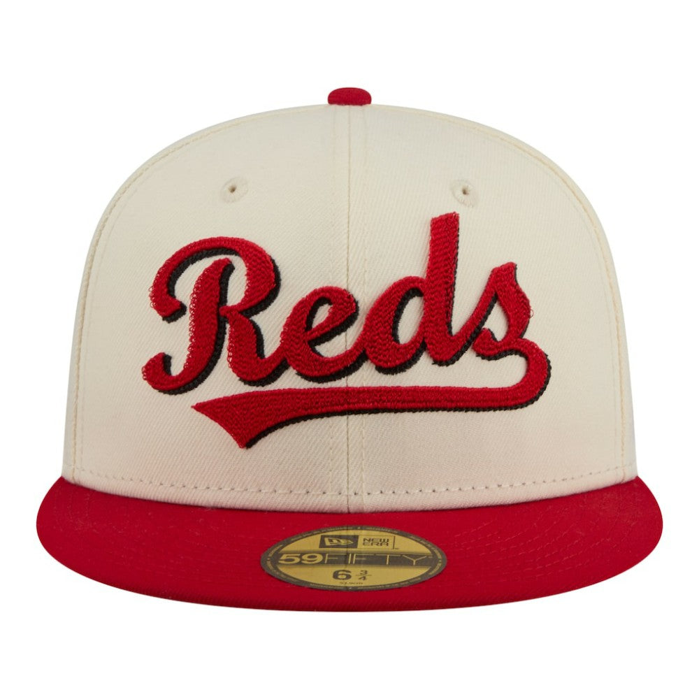 Cincinnati Reds Two-Tone Stitch 59FIFTY Fitted Hat Cream