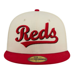 Cincinnati Reds Two-Tone Stitch 59FIFTY Fitted Hat Cream