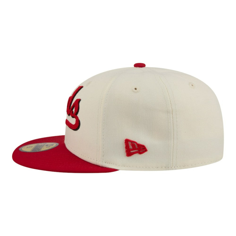 Cincinnati Reds Two-Tone Stitch 59FIFTY Fitted Hat Cream