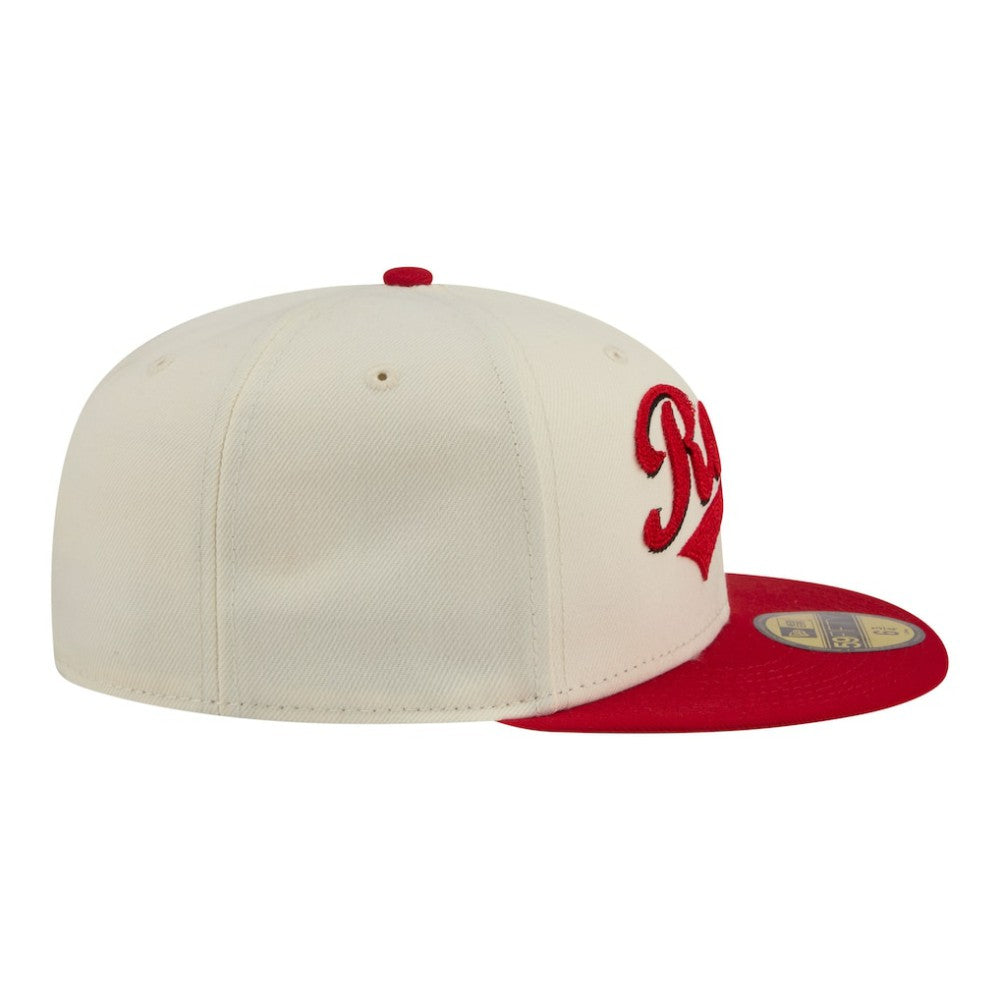 Cincinnati Reds Two-Tone Stitch 59FIFTY Fitted Hat Cream