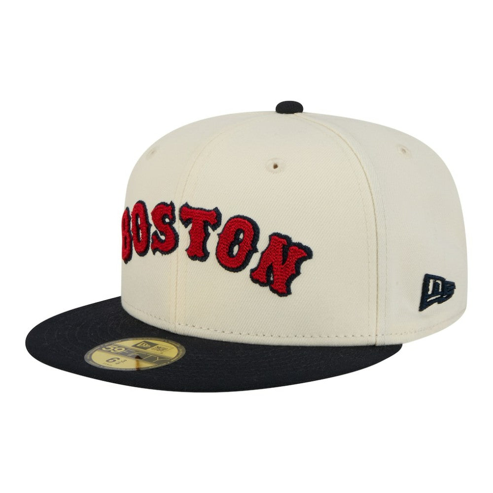 Boston Red Sox Two-Tone Stitch 59FIFTY Fitted Hat Cream