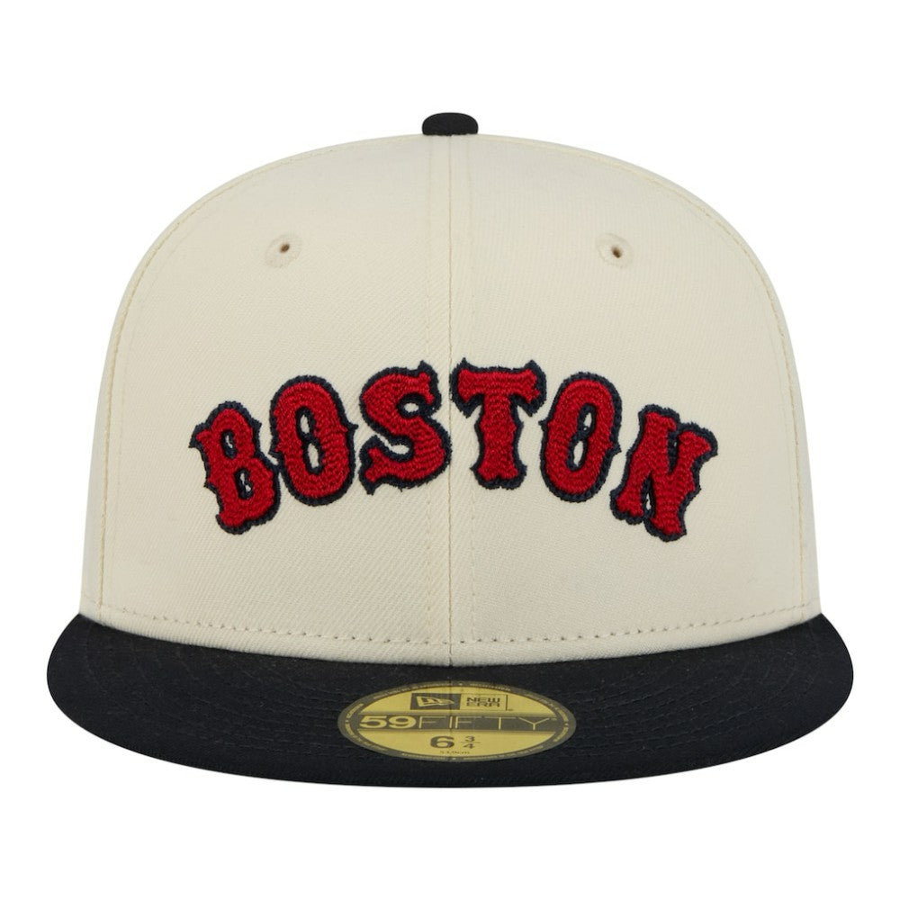 Boston Red Sox Two-Tone Stitch 59FIFTY Fitted Hat Cream