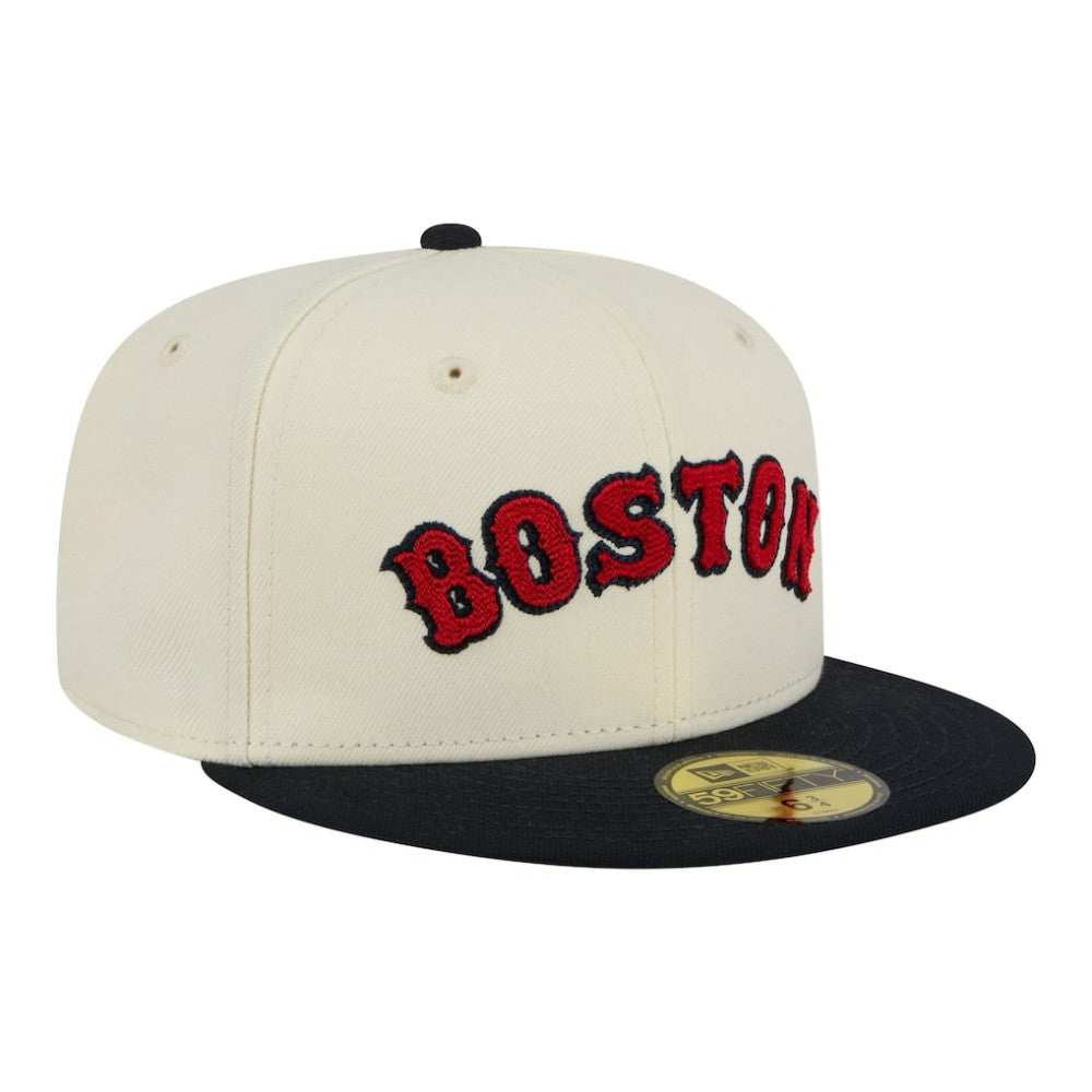 Boston Red Sox Two-Tone Stitch 59FIFTY Fitted Hat Cream