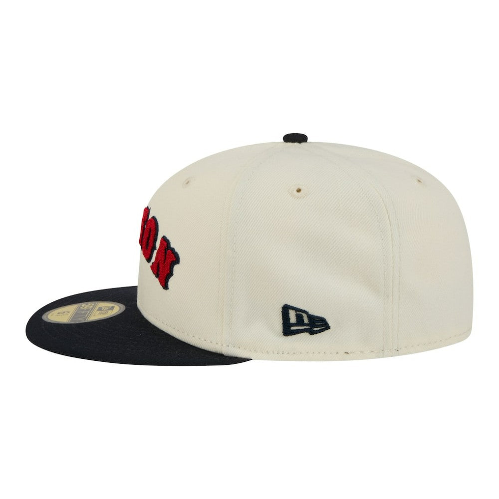 Boston Red Sox Two-Tone Stitch 59FIFTY Fitted Hat Cream