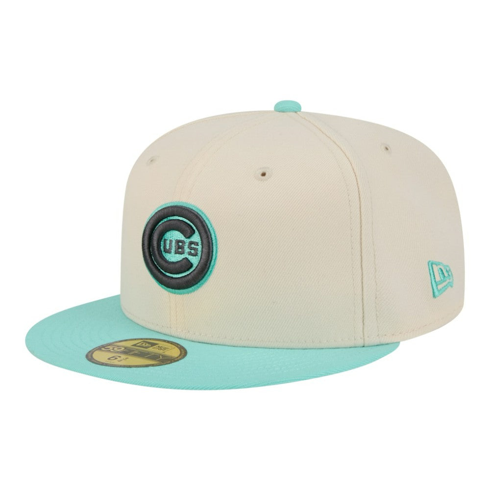 Chicago Cubs Two-Tone Color Pack 59FIFTY Fitted Hat Light Beige/Turquoise