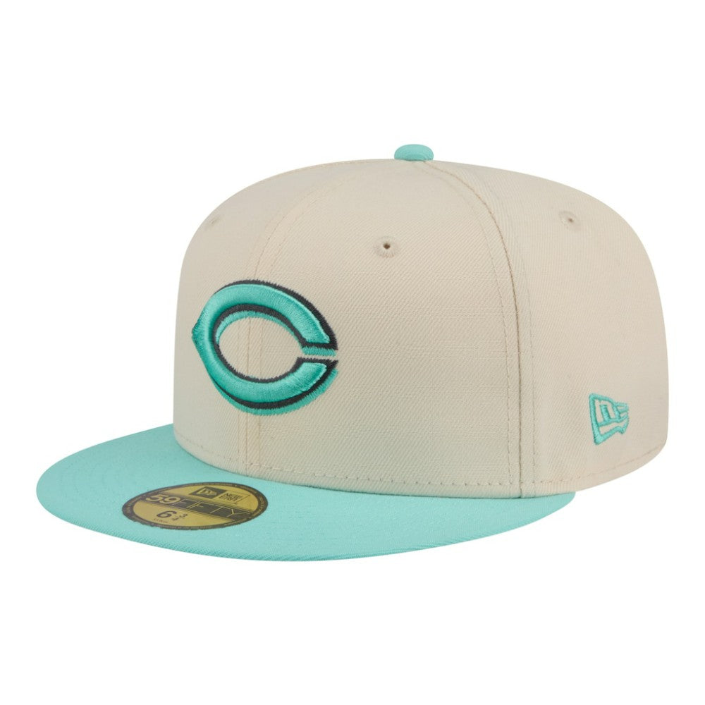 Cincinnati Reds Two-Tone Color Pack 59FIFTY Fitted Hat Light Beige/Turquoise
