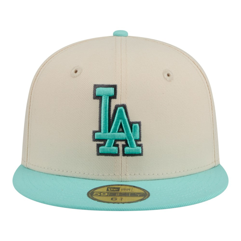 Los Angeles Dodgers Two-Tone Color Pack 59FIFTY Fitted Hat Light Beige/Turquoise