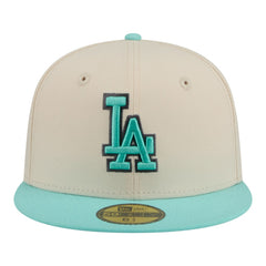 Los Angeles Dodgers Two-Tone Color Pack 59FIFTY Fitted Hat Light Beige/Turquoise