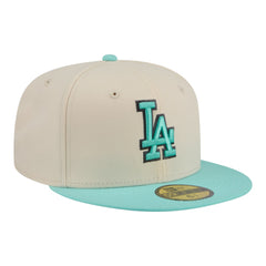 Los Angeles Dodgers Two-Tone Color Pack 59FIFTY Fitted Hat Light Beige/Turquoise