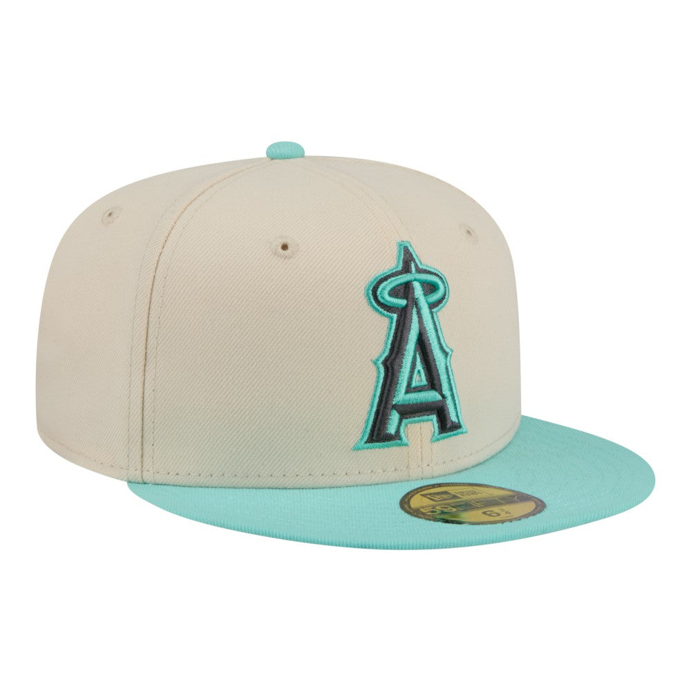 Los Angeles Angels Two-Tone Color Pack 59FIFTY Fitted Hat Light Beige/Turquoise