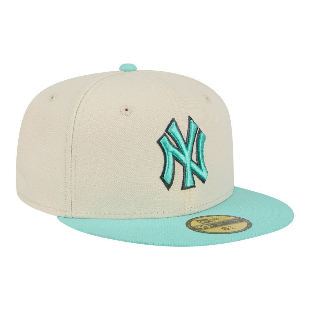 New York Yankees Two-Tone Color Pack 59FIFTY Fitted Hat Light Beige/Turquoise