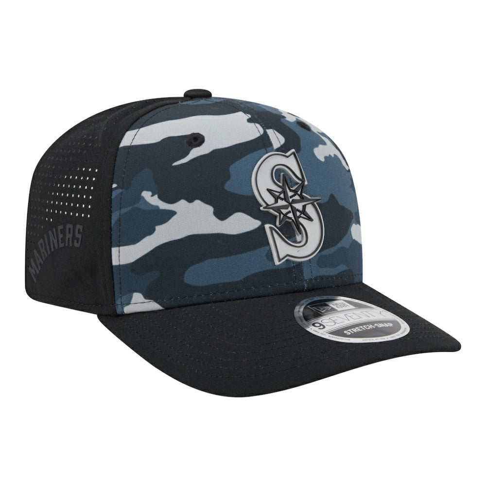 Seattle Mariners Tonal Camo 9SEVENTY Stretch-Snap Hat Black