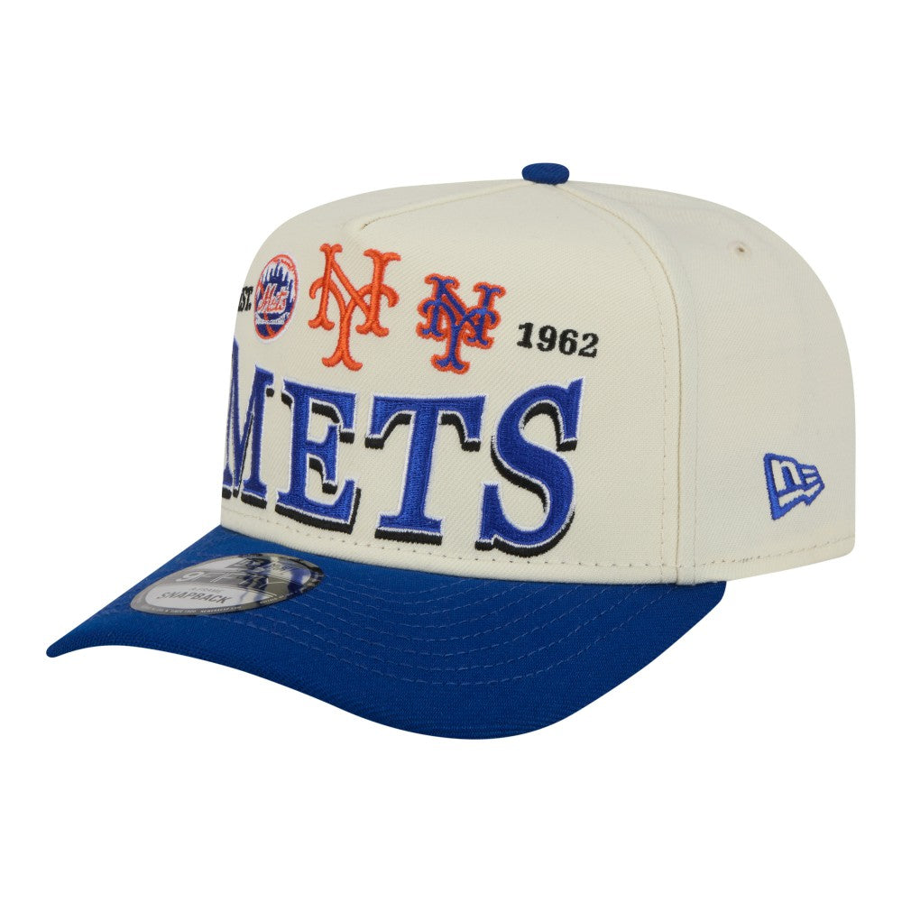 New York Mets Throwback Tri-Hit A-Frame 9FIFTY Adjustable Hat Cream