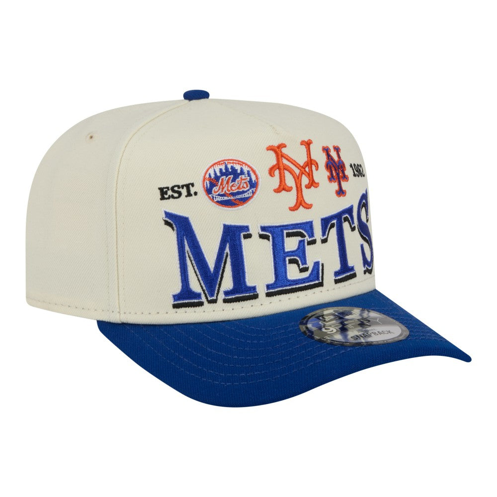 New York Mets Throwback Tri-Hit A-Frame 9FIFTY Adjustable Hat Cream