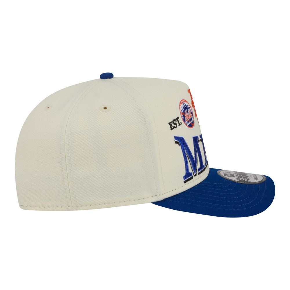 New York Mets Throwback Tri-Hit A-Frame 9FIFTY Adjustable Hat Cream
