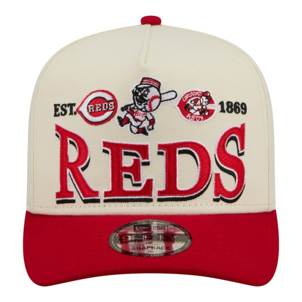 Cincinnati Reds Throwback Tri-Hit A-Frame 9FIFTY Adjustable Hat Cream