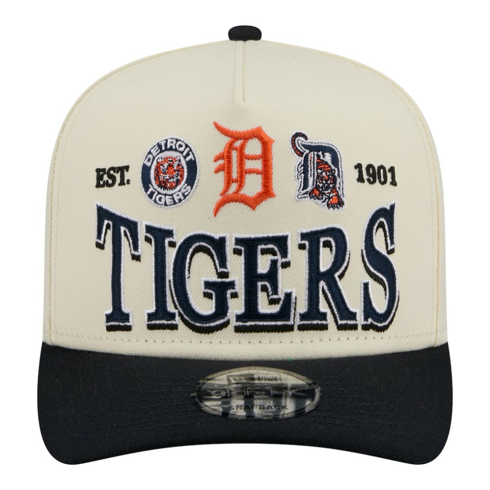 Detroit Tigers Throwback Tri-Hit A-Frame 9FIFTY Adjustable Hat Cream
