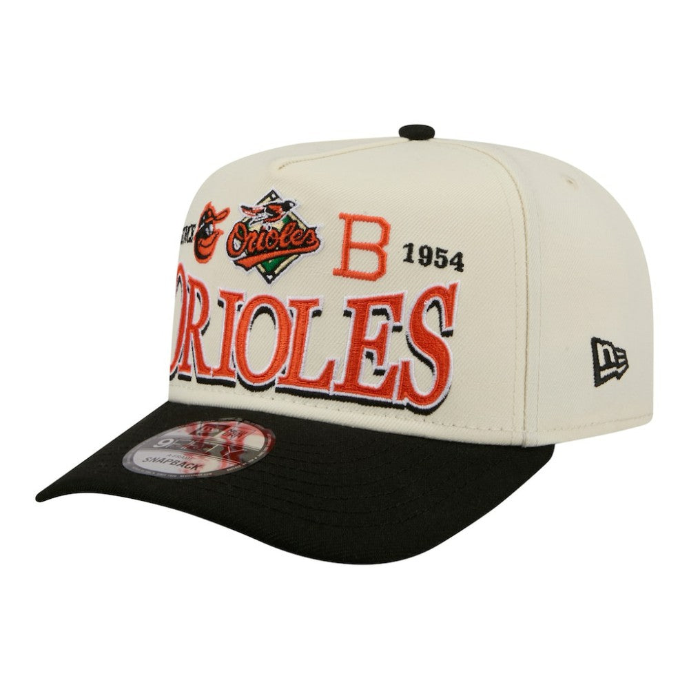 Baltimore Orioles Throwback Tri-Hit A-Frame 9FIFTY Adjustable Hat Cream