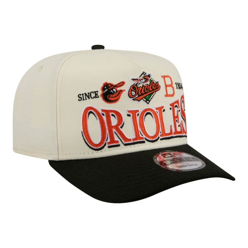Baltimore Orioles Throwback Tri-Hit A-Frame 9FIFTY Adjustable Hat Cream