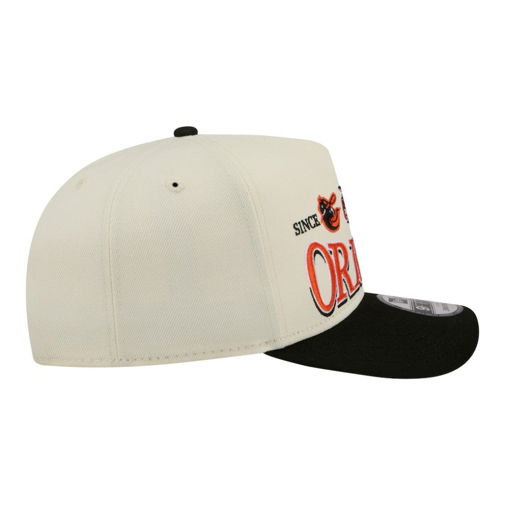 Baltimore Orioles Throwback Tri-Hit A-Frame 9FIFTY Adjustable Hat Cream