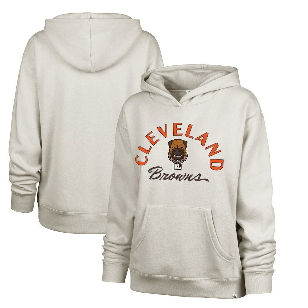 Cleveland Browns '47 Women's Dawg Pound XL Whirlwind Naomi Pullover Hoodie - Cream for sale