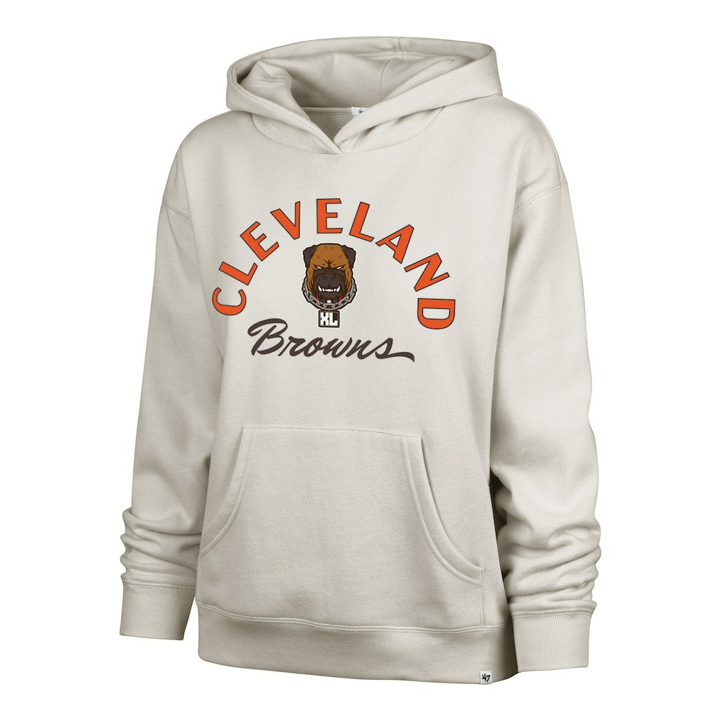Cleveland Browns '47 Women's Dawg Pound XL Whirlwind Naomi Pullover Hoodie - Cream for sale