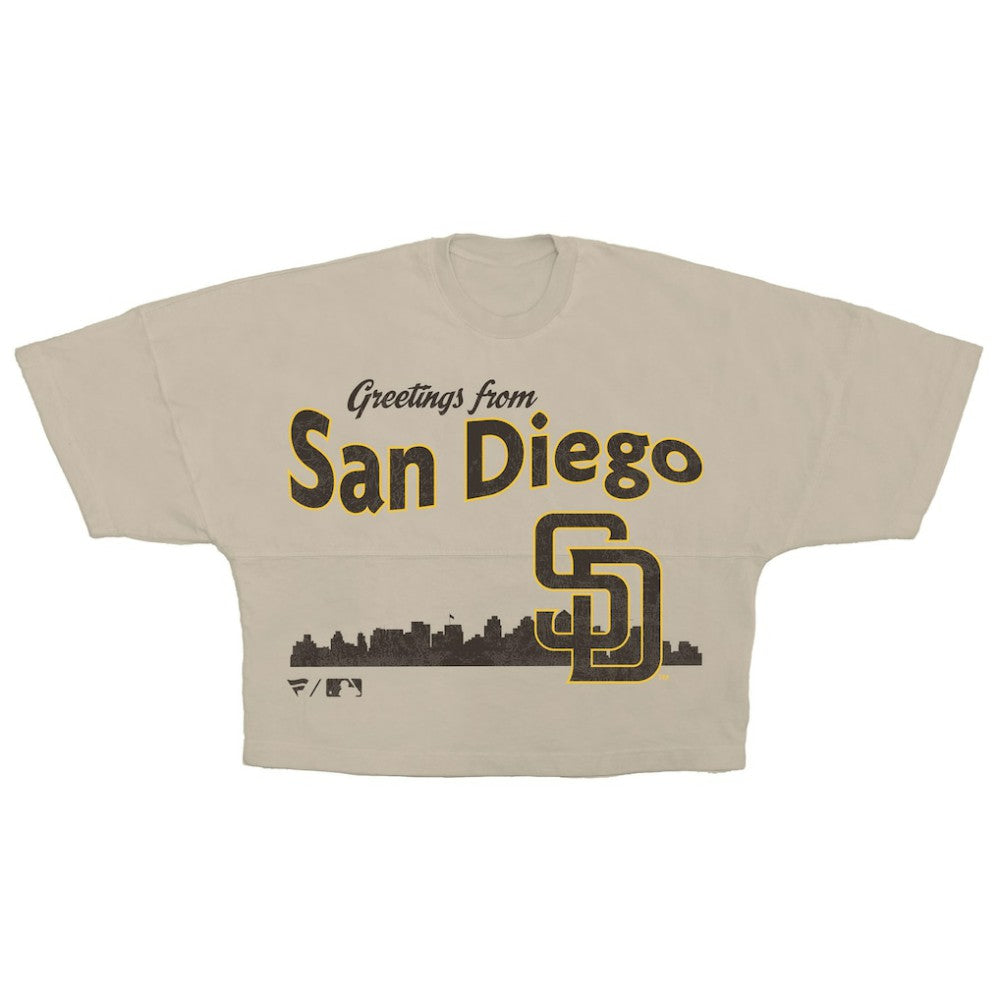 San Diego Padres Women's Skyline Crop T-Shirt Cream