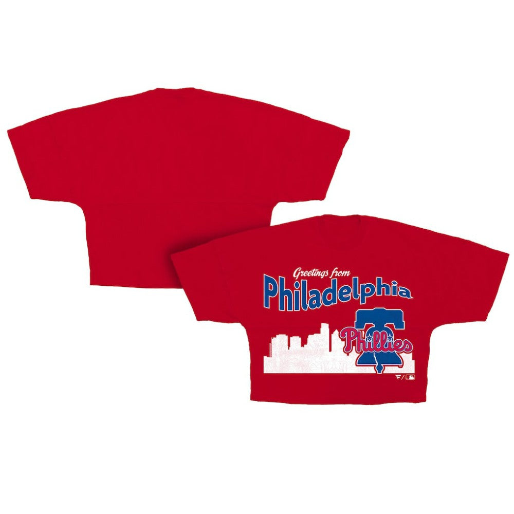 Philadelphia Phillies Women's Skyline Crop T-Shirt Red