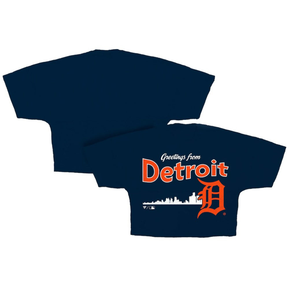 Detroit Tigers Women's Skyline Crop T-Shirt Navy