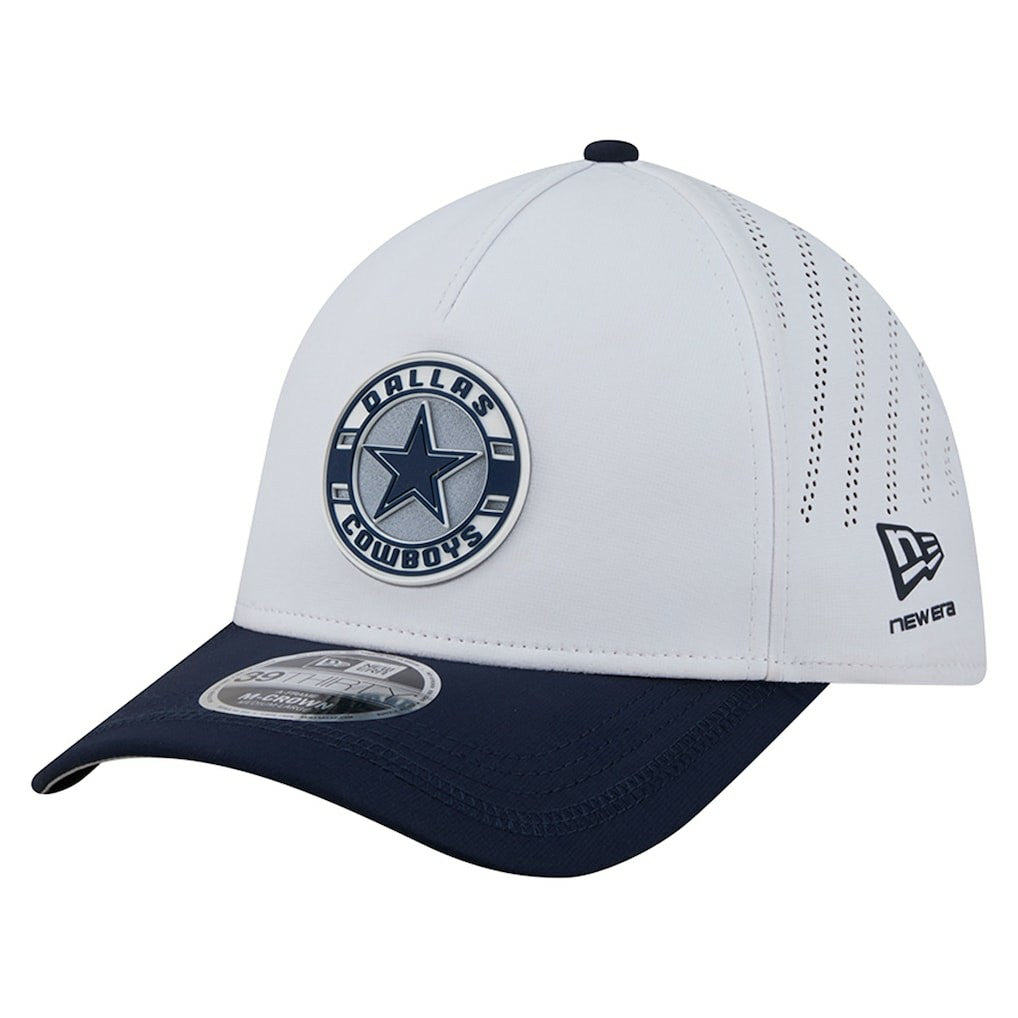 Dallas Cowboys New Era Patch 39THIRTY A-Frame M-Crown Perforated Flex Hat - White/Navy discount