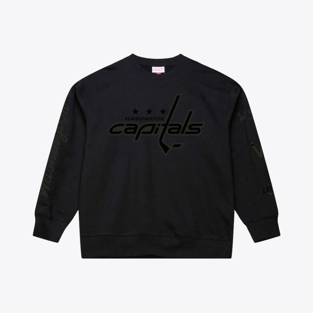 Washington Capitals Mitchell & Ness Phantom Fleece Crew Neck Sweatshirt - Black Sweatshirts