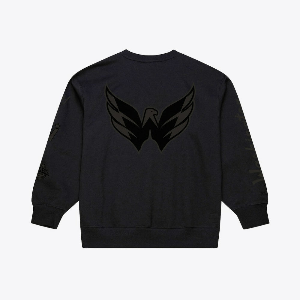Washington Capitals Mitchell & Ness Phantom Fleece Crew Neck Sweatshirt - Black Sweatshirts