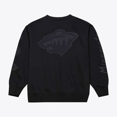 Minnesota Wild Mitchell & Ness Phantom Fleece Crew Neck Sweatshirt - Black Sweatshirts